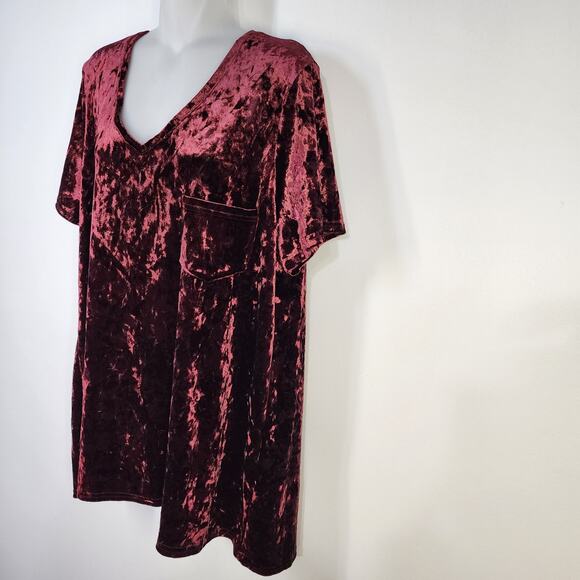 Spring and Mercer Tee Womens XXL Crushed Velvet Legging Tee Short Sleeves Pocket - Picture 5 of 9